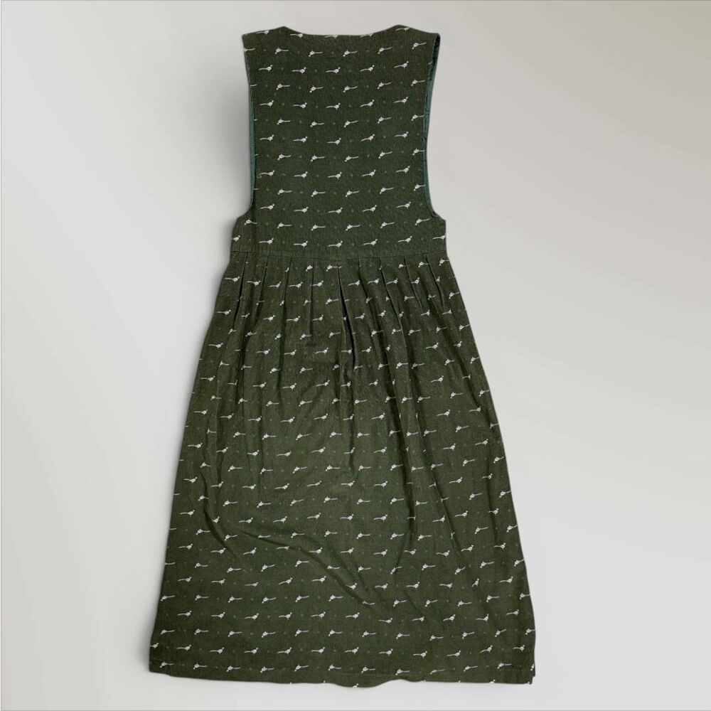 Vintage American Eagle Dress Green Pheasants 70s 80s Boho Cottage Size Med - Picture 2 of 6